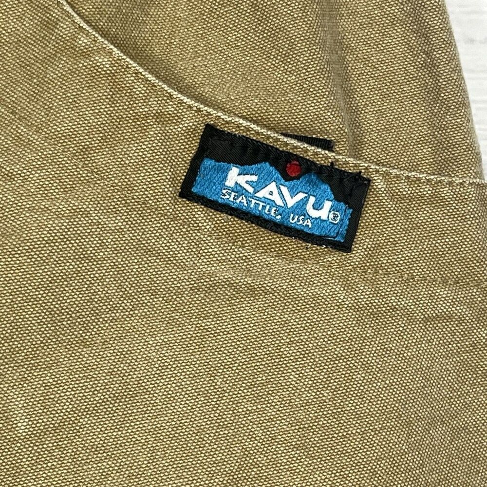 Vtg KAVU Chilliwack Canvas Khaki Belted Climbing *Cut Off* Pants Short Large USA - Picture 5 of 13